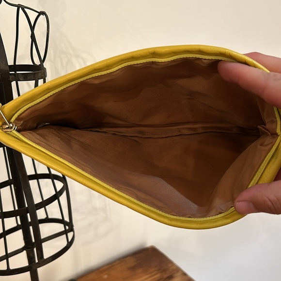 Yellow Leather Clutch Wristlet Made in Brazil summer night out EUC - Picture 3 of 5